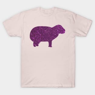 Funky purple glitter capybara silhouette T-Shirt